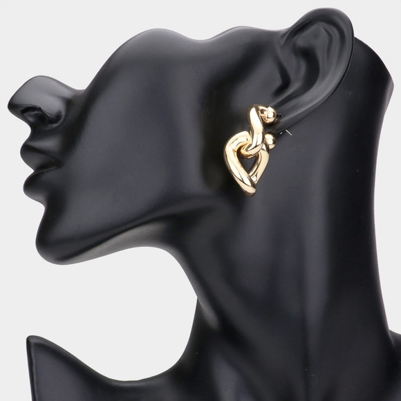 Gold Chain Link Dangle Earrings 1.5 Inch Metal Casual Simple Jewelry Accessory - Picture 1 of 2